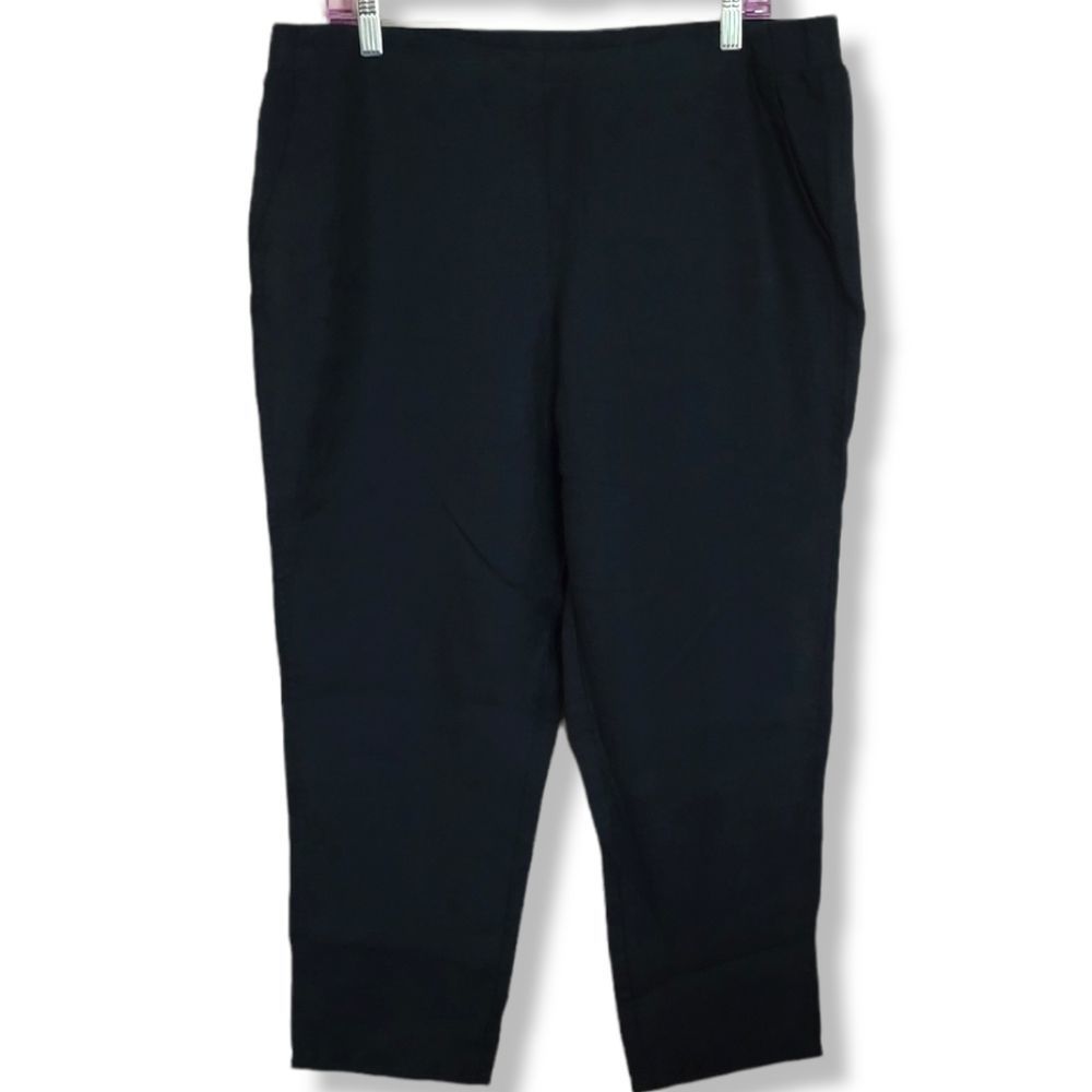 J. Jill 100% linen black stretch waist pants LP